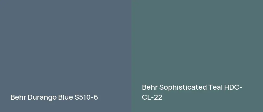 Behr Durango Blue S510-6 vs Behr Sophisticated Teal HDC-CL-22