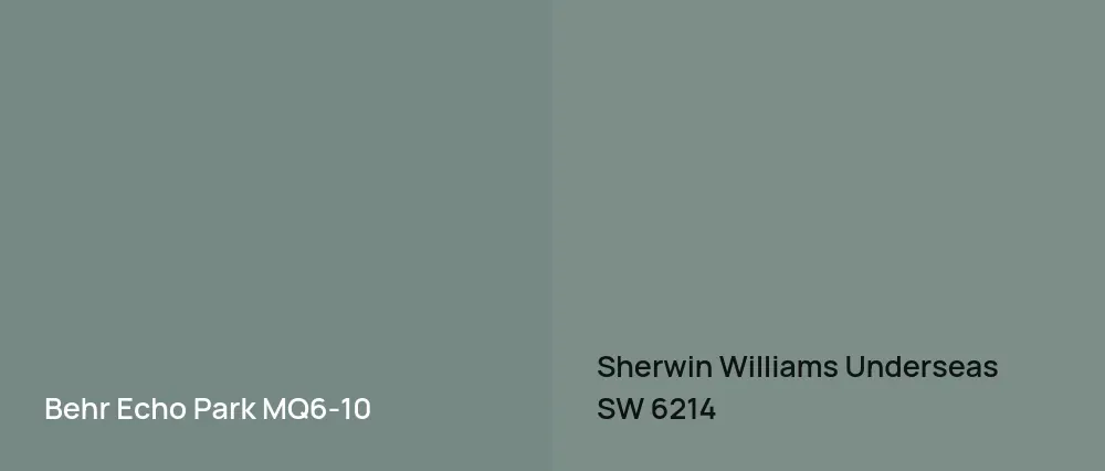 Behr Echo Park MQ6-10 vs Sherwin Williams Underseas SW 6214