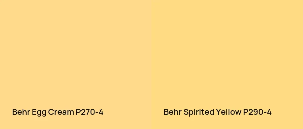 Behr Egg Cream P270-4 vs Behr Spirited Yellow P290-4