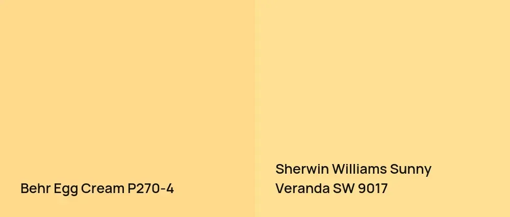 Behr Egg Cream P270-4 vs Sherwin Williams Sunny Veranda SW 9017