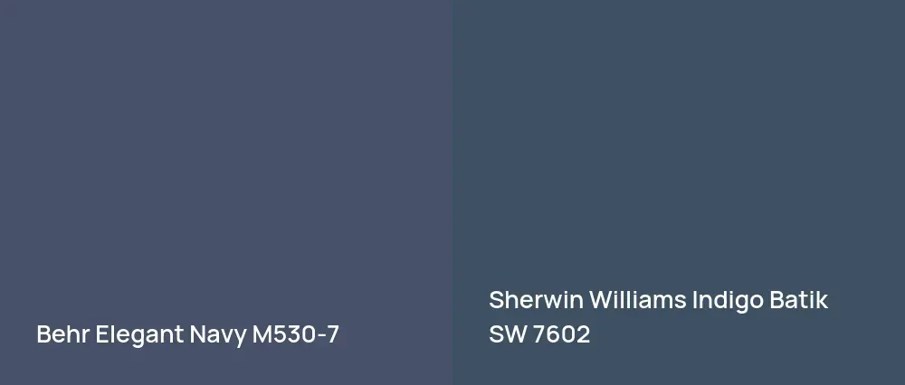Behr Elegant Navy M530-7 vs Sherwin Williams Indigo Batik SW 7602