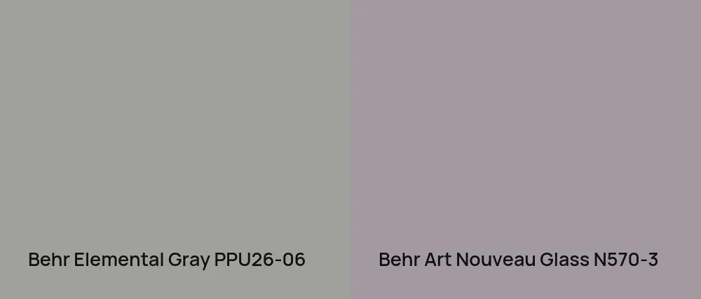 Behr Elemental Gray PPU26-06 vs Behr Art Nouveau Glass N570-3