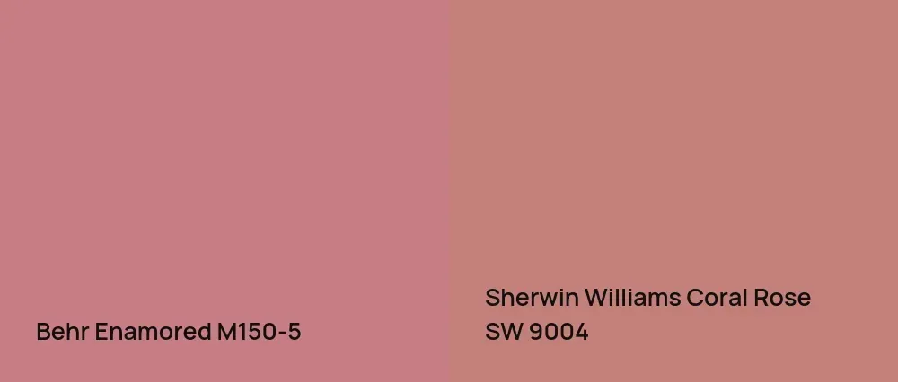 Behr Enamored M150-5 vs Sherwin Williams Coral Rose SW 9004