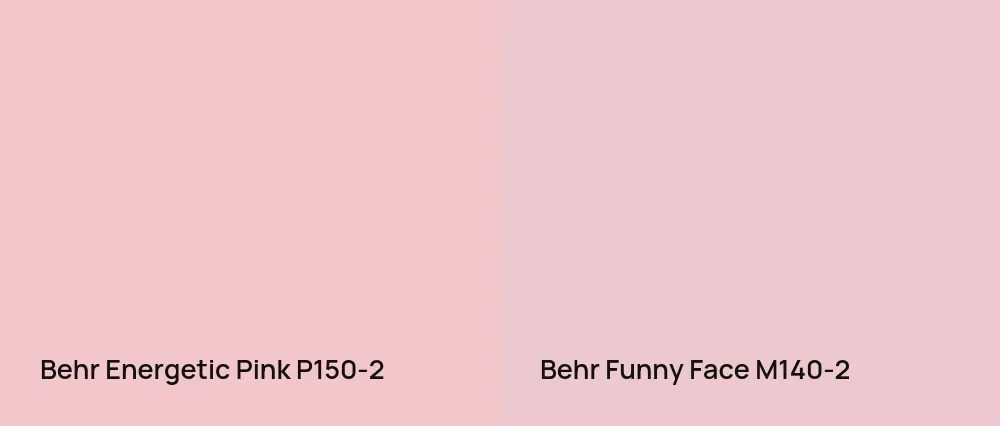 Behr Energetic Pink P150-2 vs Behr Funny Face M140-2