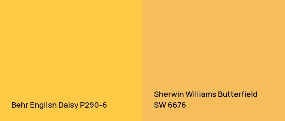 Behr English Daisy P290-6 vs Sherwin Williams Butterfield SW 6676