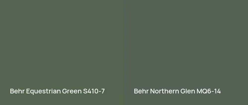 Behr Equestrian Green S410-7 vs Behr Northern Glen MQ6-14