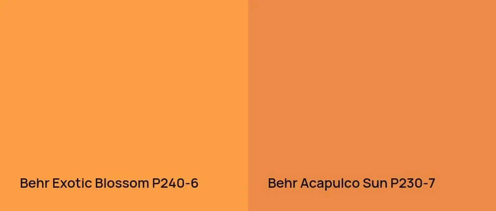 Behr Exotic Blossom P240-6 vs Behr Acapulco Sun P230-7