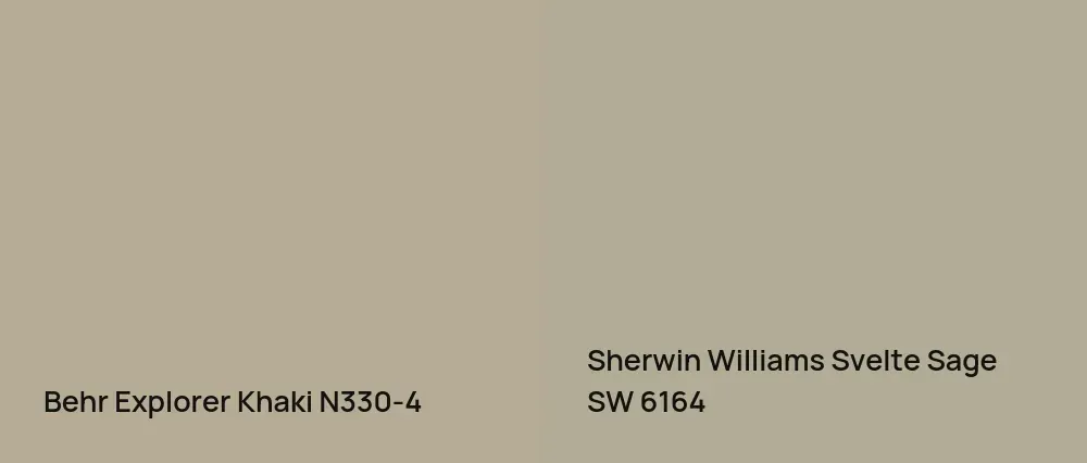 Behr Explorer Khaki N330-4 vs Sherwin Williams Svelte Sage SW 6164