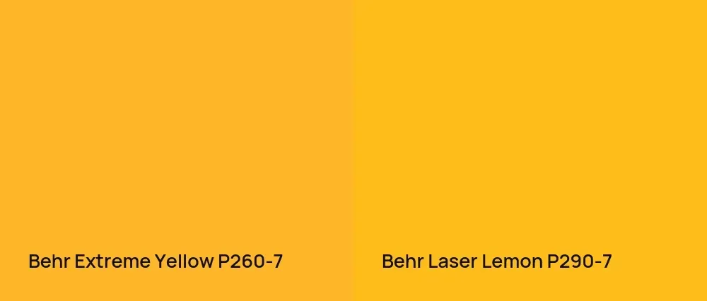 Behr Extreme Yellow P260-7 vs Behr Laser Lemon P290-7