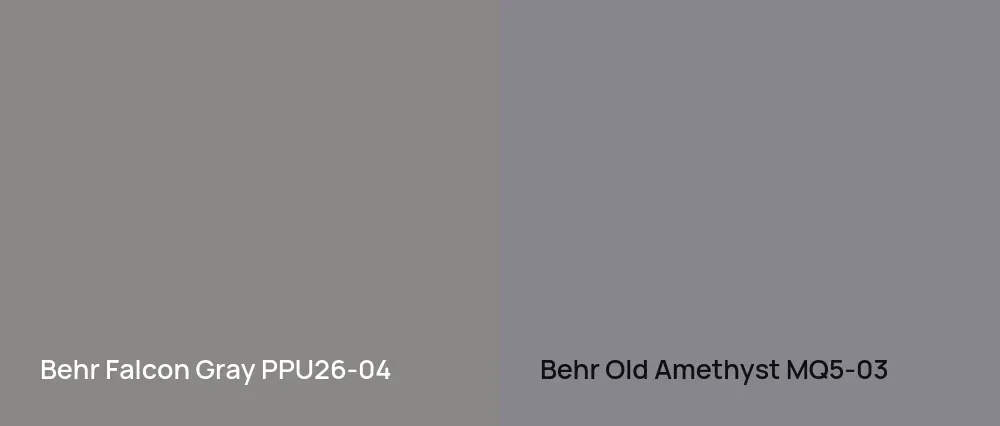 Behr Falcon Gray PPU26-04 vs Behr Old Amethyst MQ5-03