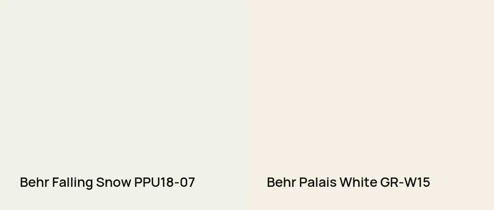 Behr Falling Snow PPU18-07 vs Behr Palais White GR-W15