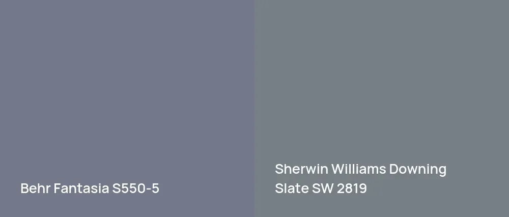 Behr Fantasia S550-5 vs Sherwin Williams Downing Slate SW 2819