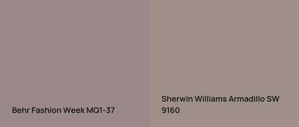 Behr Fashion Week MQ1-37 vs Sherwin Williams Armadillo SW 9160