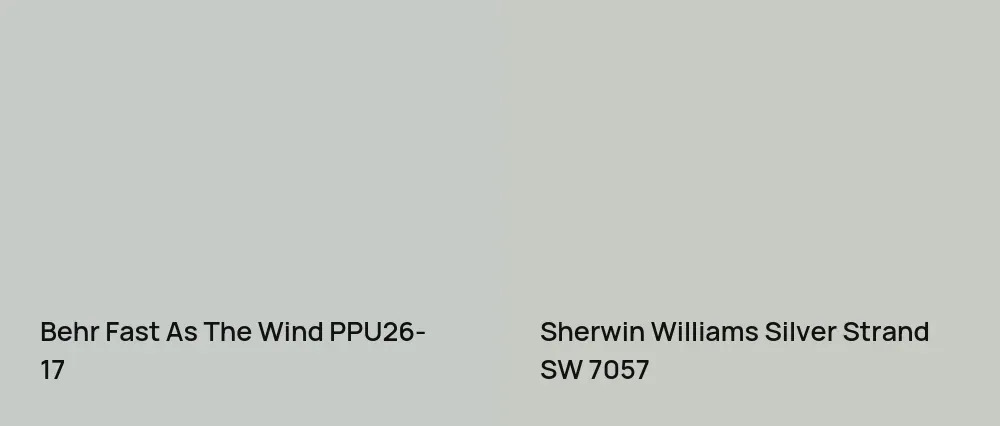 Behr Fast As The Wind PPU26-17 vs Sherwin Williams Silver Strand SW 7057