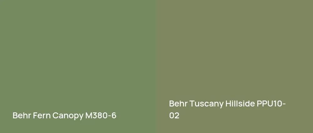 Behr Fern Canopy M380-6 vs Behr Tuscany Hillside PPU10-02