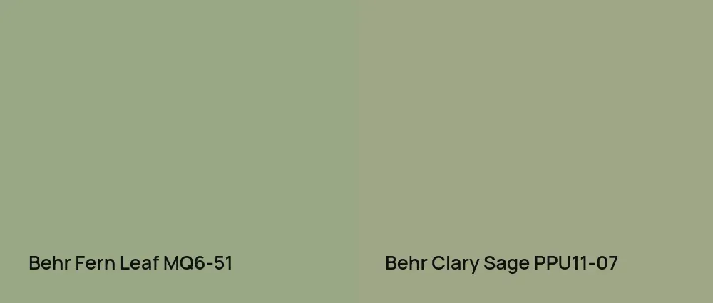 Behr Fern Leaf MQ6-51 vs Behr Clary Sage PPU11-07
