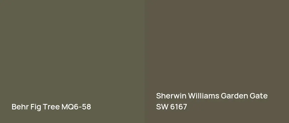 Behr Fig Tree MQ6-58 vs Sherwin Williams Garden Gate SW 6167
