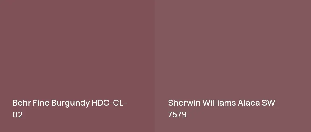 Behr Fine Burgundy HDC-CL-02 vs Sherwin Williams Alaea SW 7579
