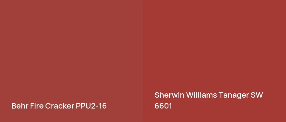 Behr Fire Cracker PPU2-16 vs Sherwin Williams Tanager SW 6601
