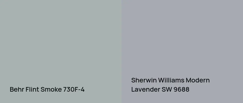 Behr Flint Smoke 730F-4 vs Sherwin Williams Modern Lavender SW 9688