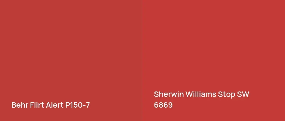 Behr Flirt Alert P150-7 vs Sherwin Williams Stop SW 6869