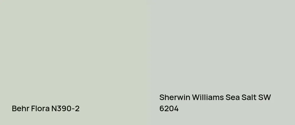 Behr Flora N390-2 vs Sherwin Williams Sea Salt SW 6204