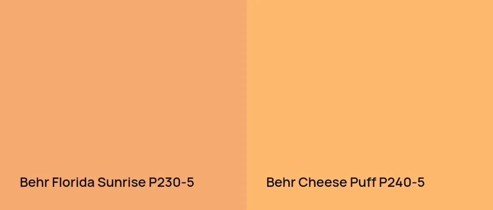 Behr Florida Sunrise P230-5 vs Behr Cheese Puff P240-5