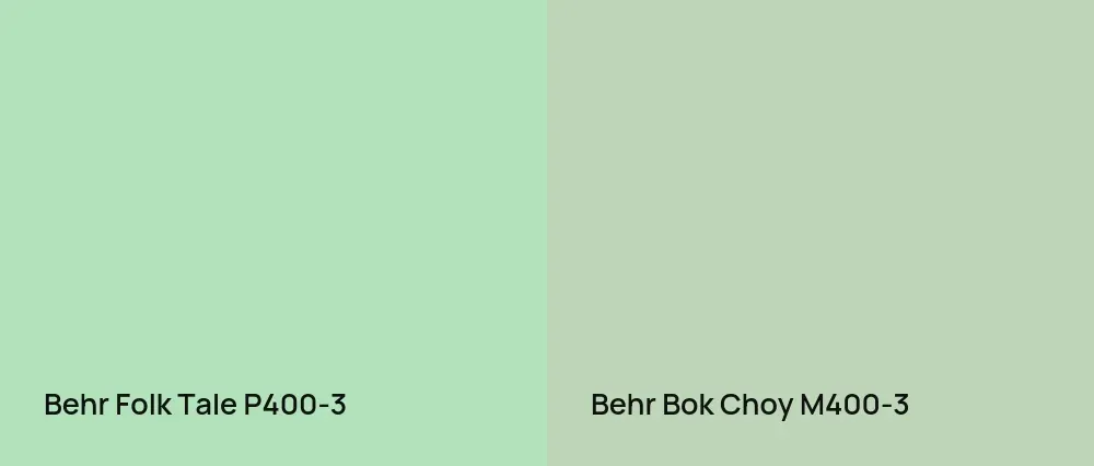 Behr Folk Tale P400-3 vs Behr Bok Choy M400-3