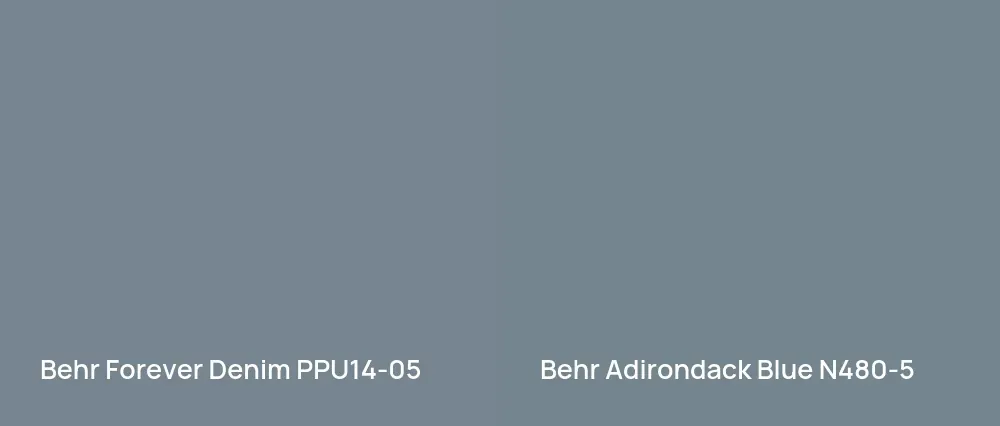 Behr Forever Denim PPU14-05 vs Behr Adirondack Blue N480-5