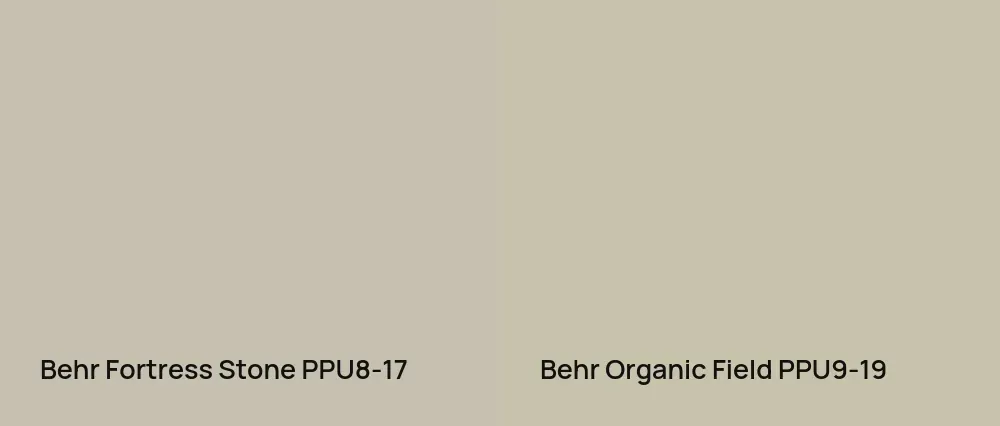 Behr Fortress Stone PPU8-17 vs Behr Organic Field PPU9-19