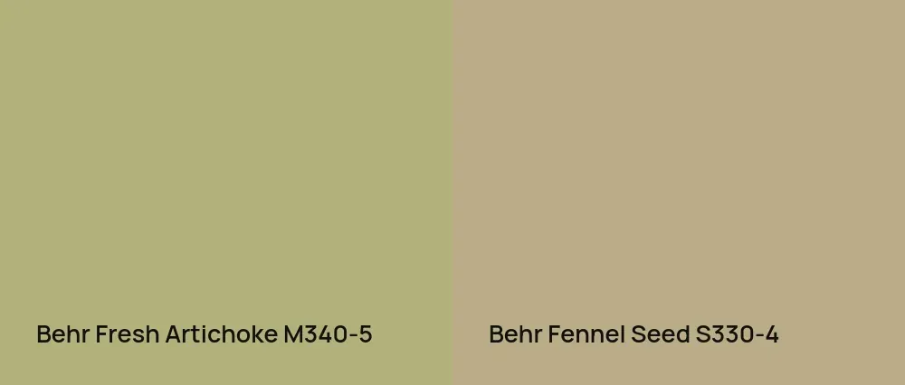 Behr Fresh Artichoke M340-5 vs Behr Fennel Seed S330-4