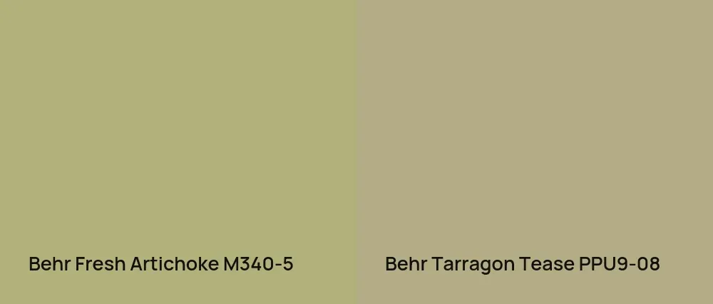 Behr Fresh Artichoke M340-5 vs Behr Tarragon Tease PPU9-08