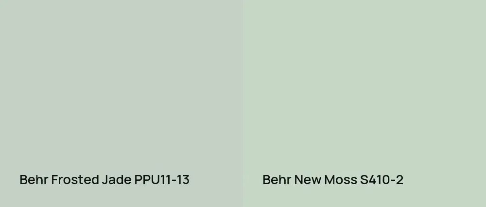 Behr Frosted Jade PPU11-13 vs Behr New Moss S410-2