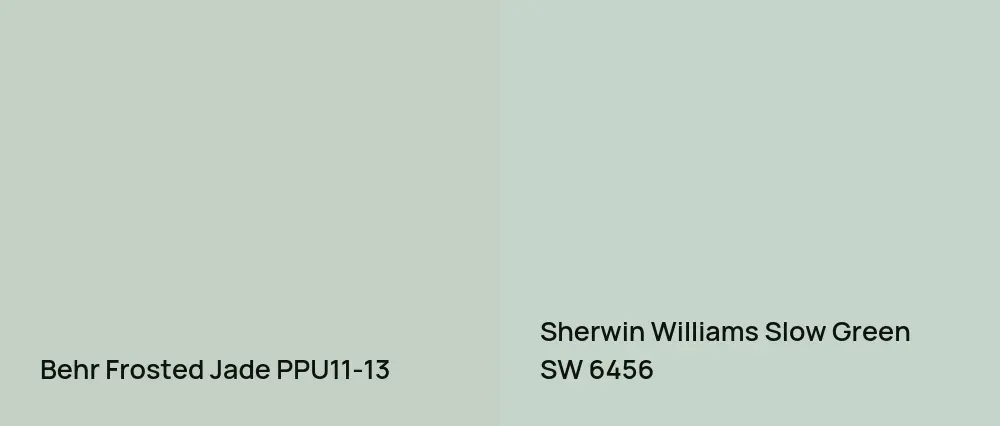 Behr Frosted Jade PPU11-13 vs Sherwin Williams Slow Green SW 6456