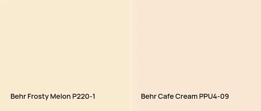 Behr Frosty Melon P220-1 vs Behr Cafe Cream PPU4-09