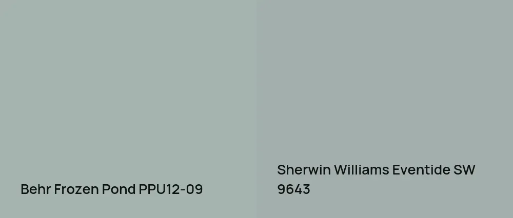 Behr Frozen Pond PPU12-09 vs Sherwin Williams Eventide SW 9643