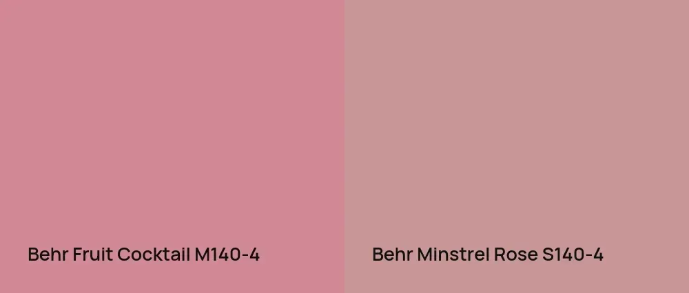 Behr Fruit Cocktail M140-4 vs Behr Minstrel Rose S140-4