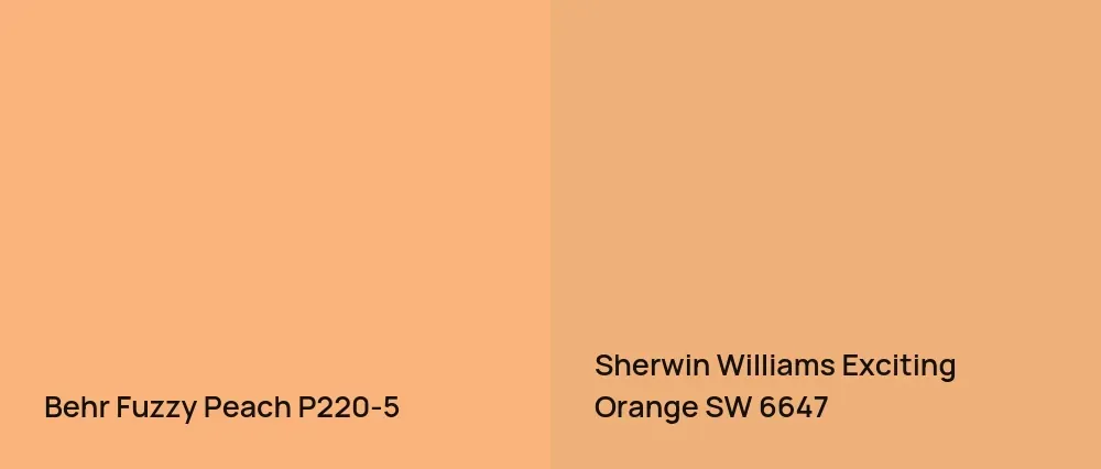 Behr Fuzzy Peach P220-5 vs Sherwin Williams Exciting Orange SW 6647