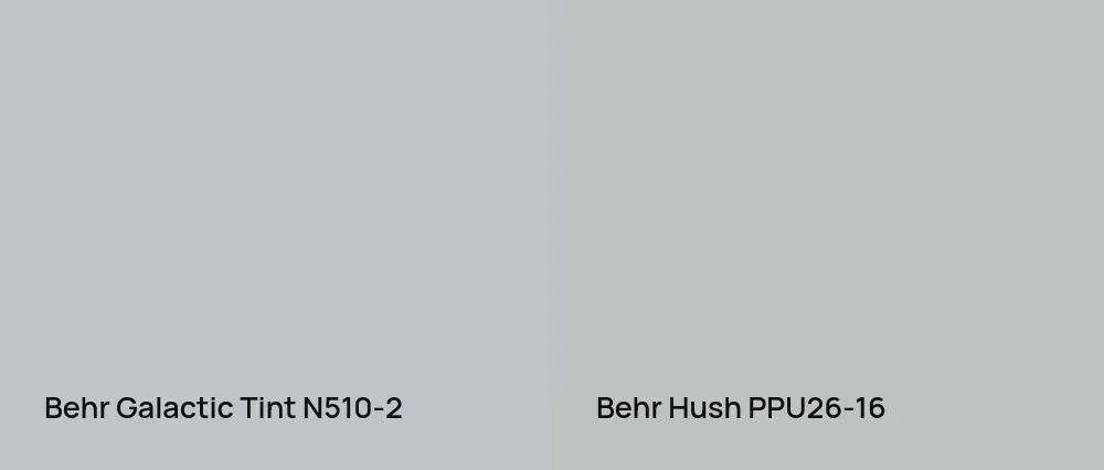 Behr Galactic Tint N510-2 vs Behr Hush PPU26-16
