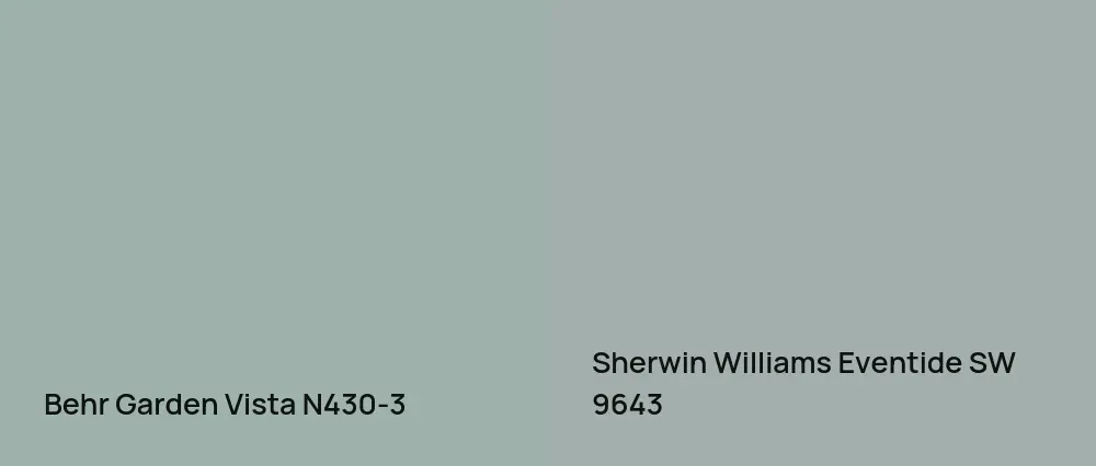 Behr Garden Vista N430-3 vs Sherwin Williams Eventide SW 9643