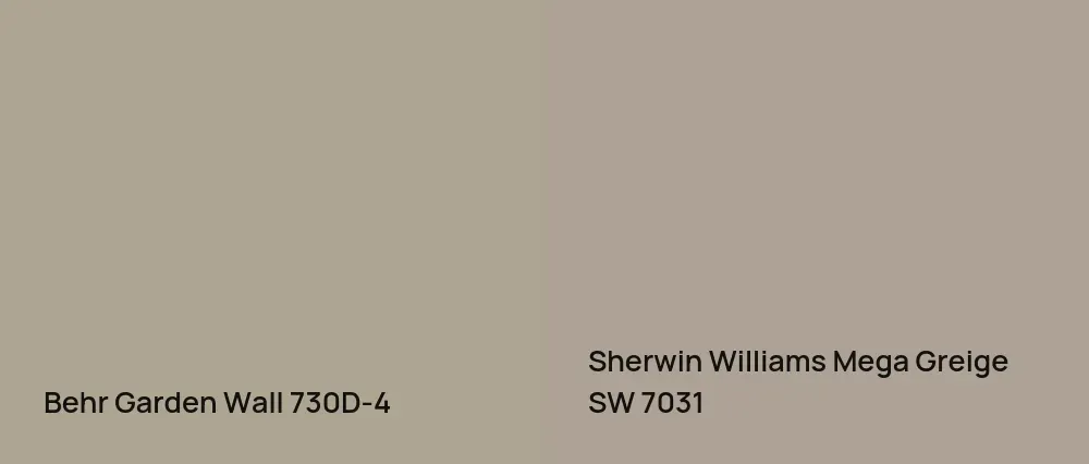 Behr Garden Wall 730D-4 vs Sherwin Williams Mega Greige SW 7031