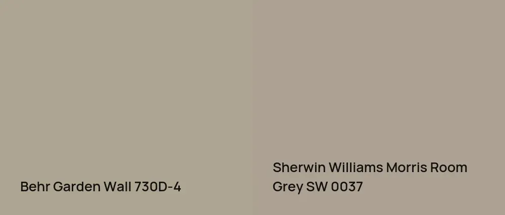 Behr Garden Wall 730D-4 vs Sherwin Williams Morris Room Grey SW 0037