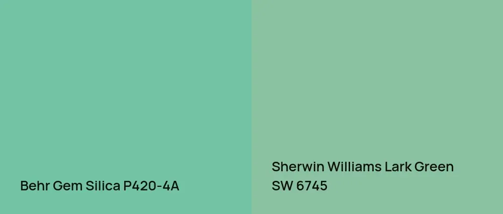 Behr Gem Silica P420-4A vs Sherwin Williams Lark Green SW 6745