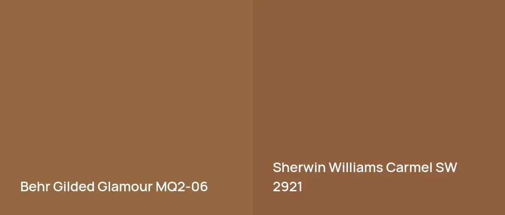 Behr Gilded Glamour MQ2-06 vs Sherwin Williams Carmel SW 2921