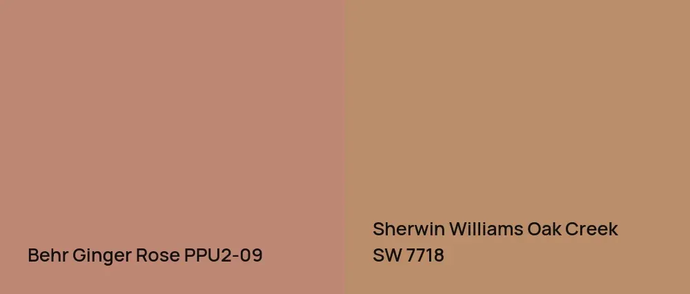 Behr Ginger Rose PPU2-09 vs Sherwin Williams Oak Creek SW 7718