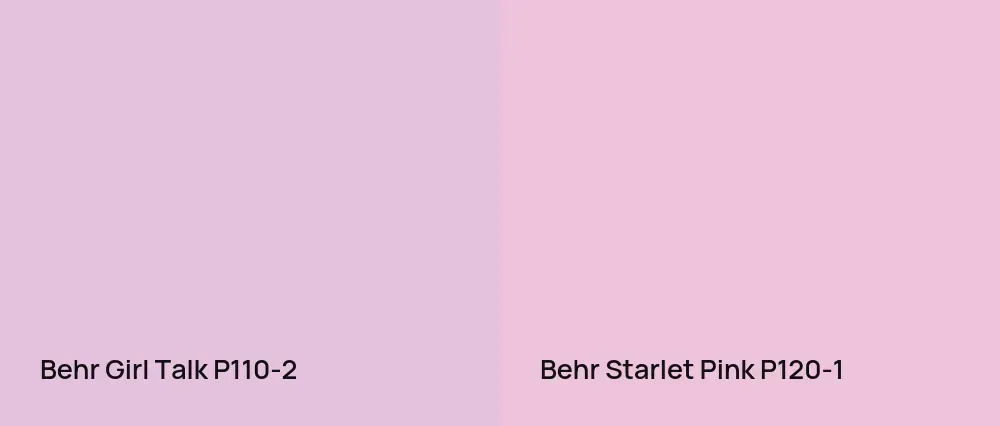 Behr Girl Talk P110-2 vs Behr Starlet Pink P120-1
