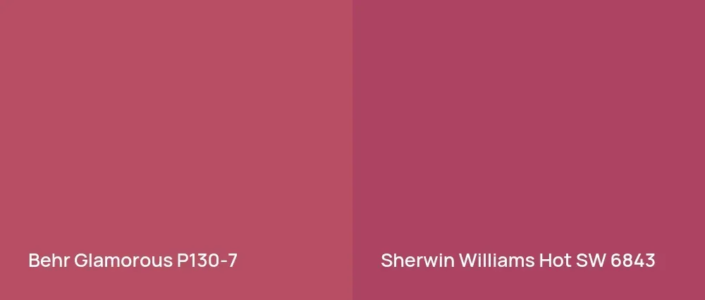 Behr Glamorous P130-7 vs Sherwin Williams Hot SW 6843