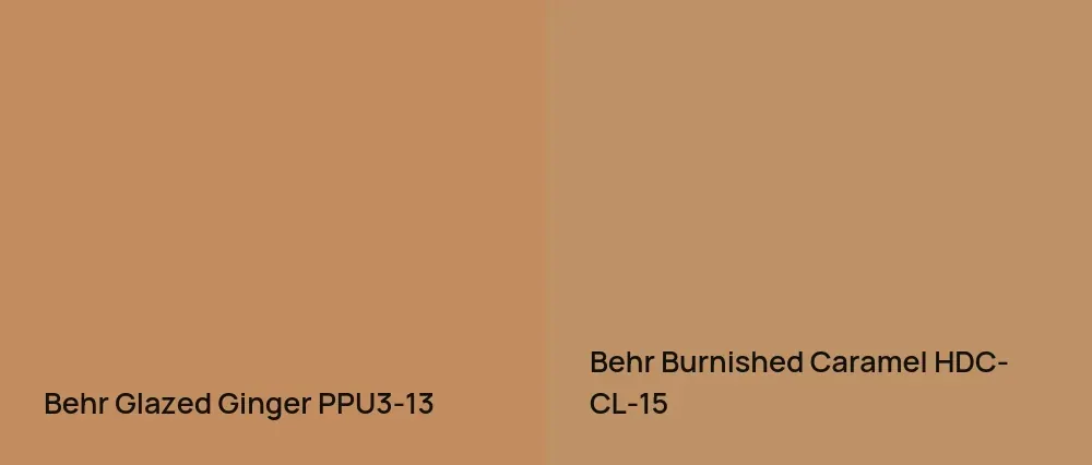 Behr Glazed Ginger PPU3-13 vs Behr Burnished Caramel HDC-CL-15