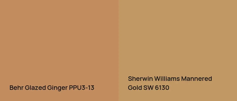 Behr Glazed Ginger PPU3-13 vs Sherwin Williams Mannered Gold SW 6130