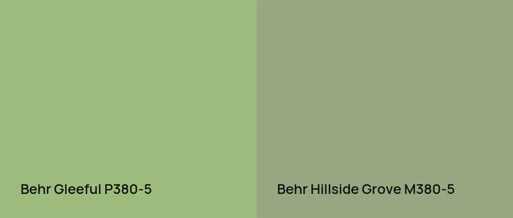 Behr Gleeful P380-5 vs Behr Hillside Grove M380-5
